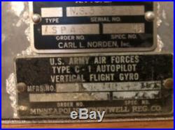WWII US Army Air Forces Norden Type C-1 AutoPilot Vertical Flight Gyro
