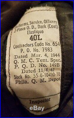WWII US Army Air Forces Officers Dress Coat Jacket OD 40L (Dated 1944)