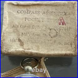 WWII US Army Air Forces Pocket Compass 1941 Longines Wittnauer with Box Original