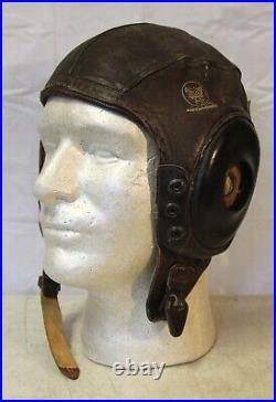 WWII US Army Air Forces leather pilot flight helmet Great condition