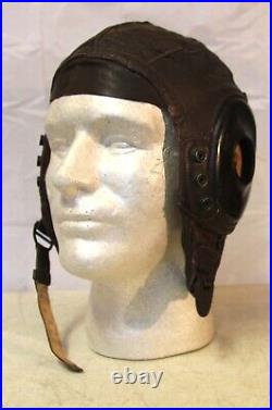 WWII US Army Air Forces leather pilot flight helmet Nice condition