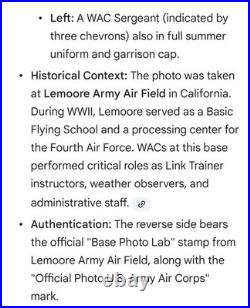WWII US Army WAC Original Photo Lemoore Army Air Field Fourth Air Force Atlas