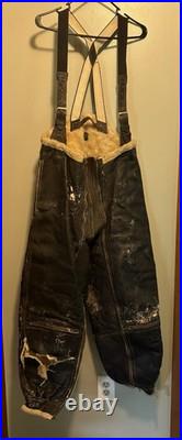 WWII US Military Army Air Force Leather Type A5 Sheepskin Flight Trousers 40R