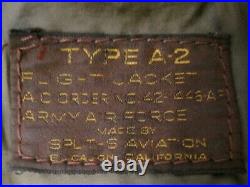 WWII USAAF Army Air Force Type A-2 Leather Flight Jacket Dated 1942 Original