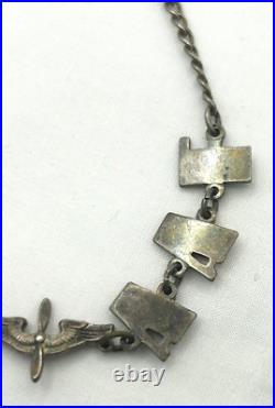 WWII USAAF Sterling Sweetheart Bracelet 7 Army Air Force Silver Patina 1940s