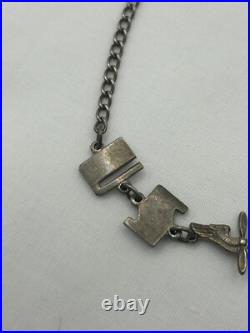 WWII USAAF Sterling Sweetheart Bracelet 7 Army Air Force Silver Patina 1940s