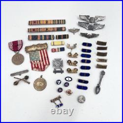 WWII USAAF U. S. Army Air Force Pilot Flight Wings Ribbon Bars Various Pins LOT