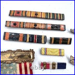 WWII USAAF U. S. Army Air Force Pilot Flight Wings Ribbon Bars Various Pins LOT