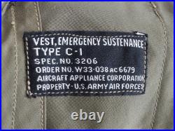WWII Vintage US Army Air Forces Emergency Sustenance Vest type C-1