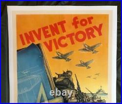 WWII WW2 Original War Poster Invent for Victory US Army Navy Airforce Homefront