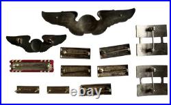 WWII WW2 US AAF Army Air Force Navigator Wings 3 Sterling + Mini + Rank Devices