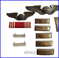 WWII WW2 US AAF Army Air Force Navigator Wings 3 Sterling + Mini + Rank Devices
