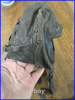 WWII WW2 US Army Air Force Type A-11 Leather Flight Helmet Cap Medium 1940's