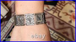 WWII WW2 USAAF US Army Air Force Sterling 10 Panel Plunge Clasp Bracelet 33g