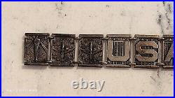 WWII WW2 USAAF US Army Air Force Sterling 10 Panel Plunge Clasp Bracelet 33g