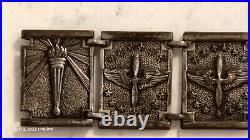 WWII WW2 USAAF US Army Air Force Sterling 10 Panel Plunge Clasp Bracelet 33g