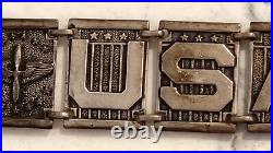 WWII WW2 USAAF US Army Air Force Sterling 10 Panel Plunge Clasp Bracelet 33g