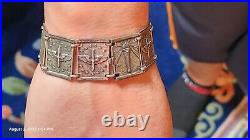 WWII WW2 USAAF US Army Air Force Sterling 10 Panel Plunge Clasp Bracelet 33g