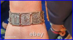 WWII WW2 USAAF US Army Air Force Sterling 10 Panel Plunge Clasp Bracelet 33g