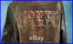 WWII officer US Army Air Force Corp leather A2 bomber jacket USAF MONTE CARLO 42