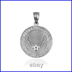 White Gold US Air Force Medallion Pendant Necklace