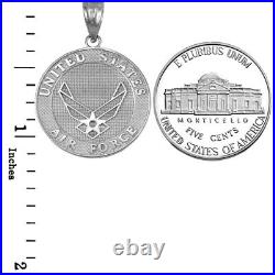 White Gold US Air Force Medallion Pendant Necklace