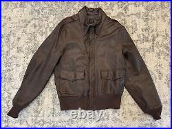 Willis & Geiger Type A-2 Leather Jacket Mens 44 Brown Bomber Army Air Force VTG