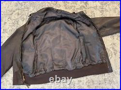 Willis & Geiger Type A-2 Leather Jacket Mens 44 Brown Bomber Army Air Force VTG