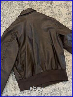 Willis & Geiger Type A-2 Leather Jacket Mens 44 Brown Bomber Army Air Force VTG