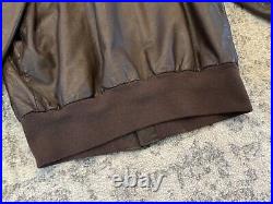 Willis & Geiger Type A-2 Leather Jacket Mens 44 Brown Bomber Army Air Force VTG