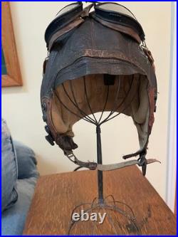 Ww II Army Air Forces Type A-11 Leather Flying Helmet-selby Shoe Co & Ao Goggles