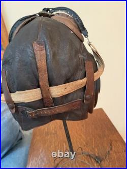 Ww II Army Air Forces Type A-11 Leather Flying Helmet-selby Shoe Co & Ao Goggles