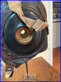 Ww II Army Air Forces Type A-11 Leather Flying Helmet-selby Shoe Co & Ao Goggles