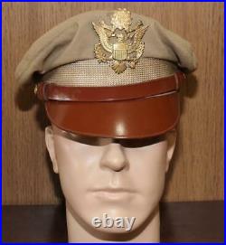 Ww II Us Army Air Force Khaki Crusher Hat Sz 7 1/8 Excellent Original Vintage