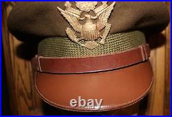 Ww II Us Army/army Air Force Officer's Olive Drab Wool Hat Named Large Eagle
