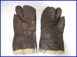 Ww2 U. S. Air Force Army Leather Wool Glove A-9a Large Crocetta Usaaf Brown