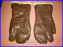 Ww2 U. S. Air Force Army Leather Wool Glove A-9a Large Crocetta Wwii Usaf Brown