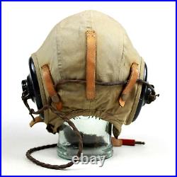 Ww2 Us Army Air Forces Cotton Flight Helmet Type An-h-15 Anb-h-1 Receivers Pilot