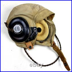 Ww2 Us Army Air Forces Cotton Flight Helmet Type An-h-15 Anb-h-1 Receivers Pilot