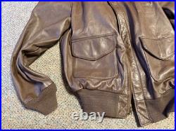 Wwii Us Army Air Corp A2 Pilot Leather Flying Jacket-medium/large Long 42l
