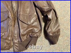 Wwii Us Army Air Corp A2 Pilot Leather Flying Jacket-medium/large Long 42l