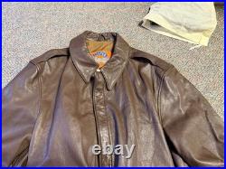 Wwii Us Army Air Corp A2 Pilot Leather Flying Jacket-medium/large Long 42l