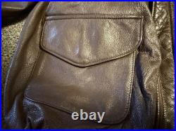 Wwii Us Army Air Corp A2 Pilot Leather Flying Jacket-medium/large Long 42l