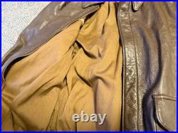 Wwii Us Army Air Corp A2 Pilot Leather Flying Jacket-medium/large Long 42l