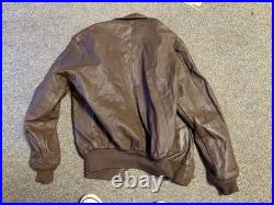 Wwii Us Army Air Corp A2 Pilot Leather Flying Jacket-medium/large Long 42l