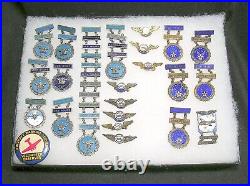 Wwii Us Army Air Force Large Lot Of Sterling Silver Pins/badges Aws & Goc B/o