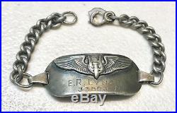 Wwii Us Army Military Air Force Insignia Air Gunner Wings Sterling Bracelet