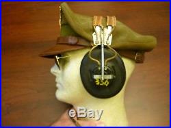 Wwii Us Officer Visor Cap Crusher Aviation Army Air Force Hb-7 Headphones
